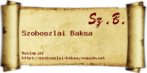 Szoboszlai Baksa névjegykártya